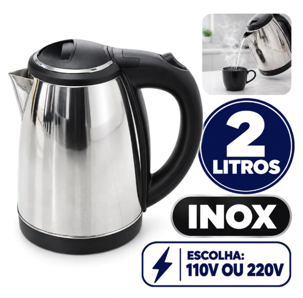 Chaleira Elétrica Térmica Inox Brazil Collection - 2L / Bivolt