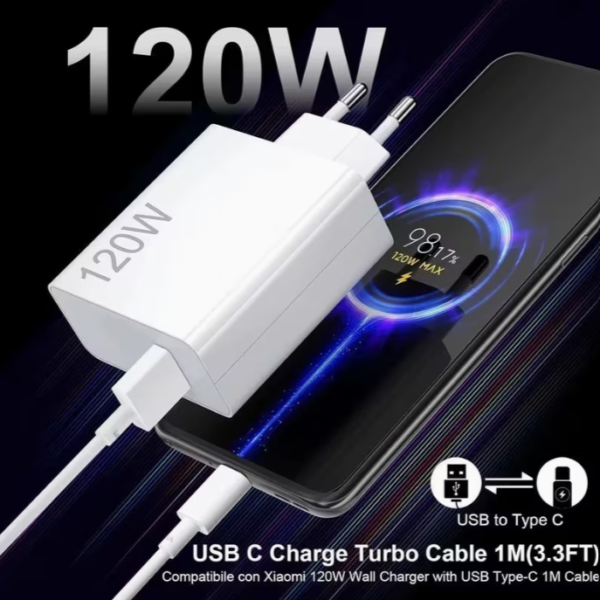 Carregador Charge Turbo 120W - Plug USB Tipo-C / Cabo 1m