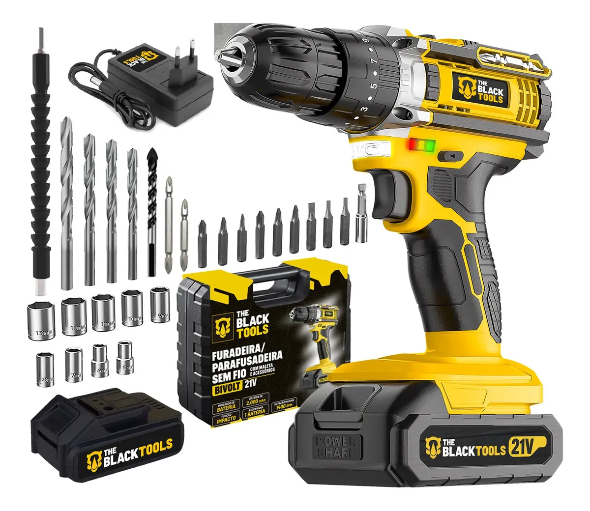 Kit Parafusadeira & Furadeira Impacto The Black Tools