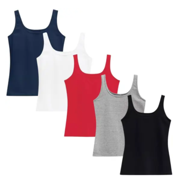Kit Com 5 Camisetas Regatas Femininas Alfabarto - Numeração: P/M/G/GG