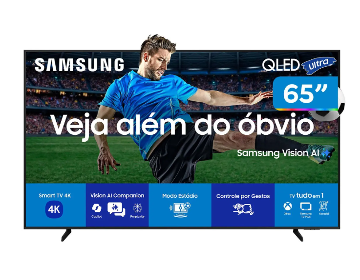 Smart TV 65" Samsung Ultra 4K Tizen Q4 AI 3 HDMI