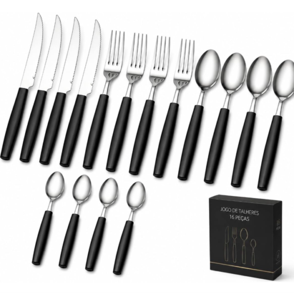 Jogo de Talheres Inox 16 Peças Premium