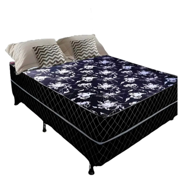 Cama Box Casal Ortopédica Conjugada Tampo Preto Matelassê