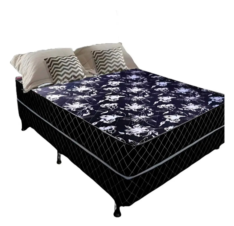 Cama Box Casal Ortopédica Conjugada Tampo Preto Matelassê