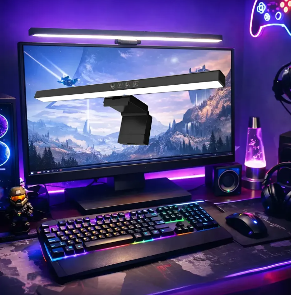 Luminária Barra Led Mesa Monitor Rgb 3 Tons Luz Regulável