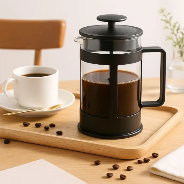 Cafeteira Com Filtro Tipo Prensa Francesa Home Vidro Preto 350ml.