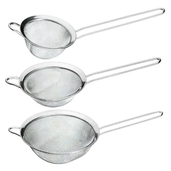Jogo 3 Peneiras P M G Em Casa Tem Aço Inox Luxo Utensílios De Cozinha