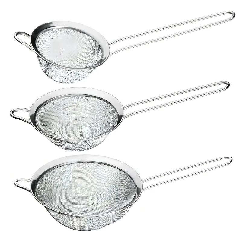 Jogo 3 Peneiras P M G Em Casa Tem Aço Inox Luxo Utensílios De Cozinha