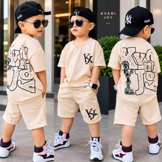 Conjunto Infantil Masculino De Verão – Camisa + Bermuda – Tamanho 2 Ao 12 Anos