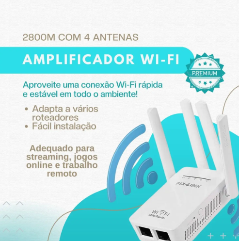 Repetidor de Sinal Wifi 2800m 4 Antenas Amplificador De Sinal – Repeater