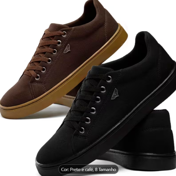 Kit 2 Sapatenis Casual Masculino Preto e Café | Numeração: 37 ao 44