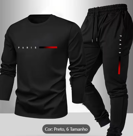 Conjunto Esportivo Masculino (Camiseta Manga Longa e Calça) | Tamenhos G/GG/EGG