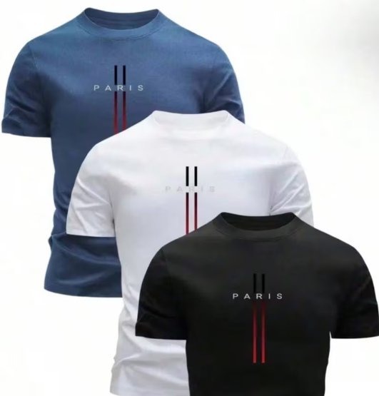 Conjunto 3 Camisetas Masculinas 100% Algodão | Tamanhos Do 36 Ao 46