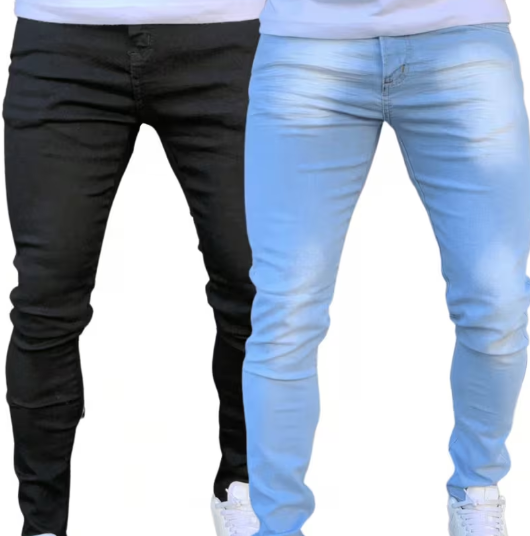 Kit 2 Calças Jeans Elasteno Masculino Corte Slim Fit | Tamanhos do 36 ao 42