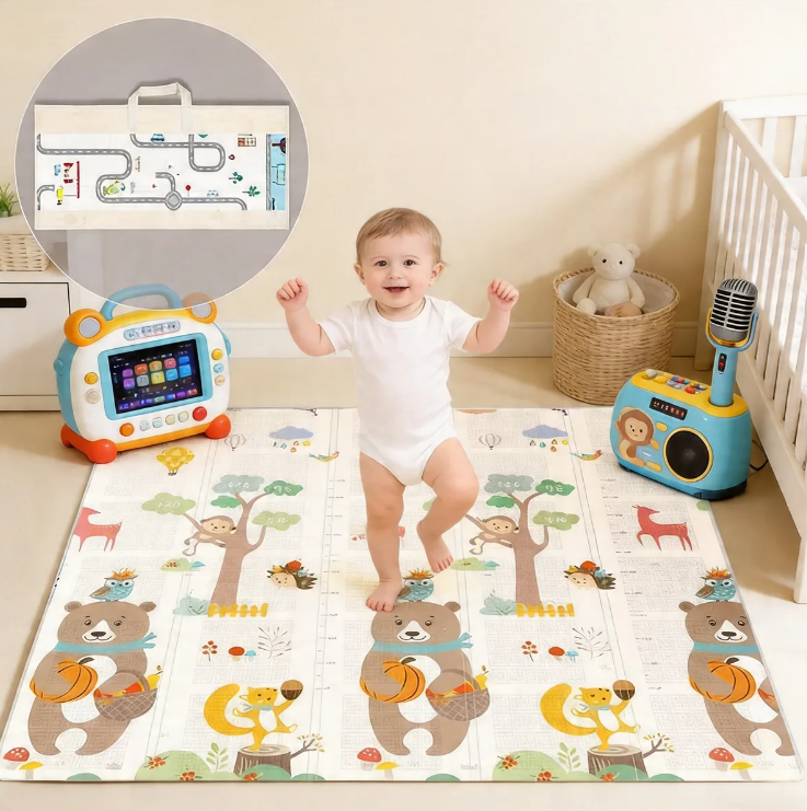 Tapete Tatame Dobráve Infantil 120x180cmx6mm Dupla Face Bebê