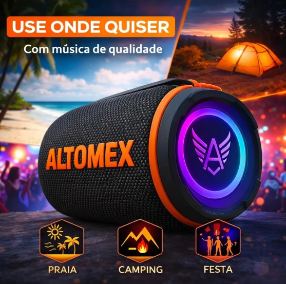 Caixa Caixinha De Som Bluetooth Potente Pendrive Fm Sd Portátil Ipx6