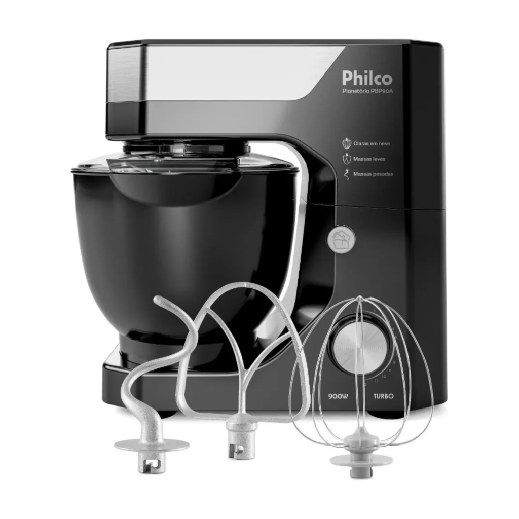 Batedeira Planetária Philco 900W 5L Preta 12 Velocidades Turbo